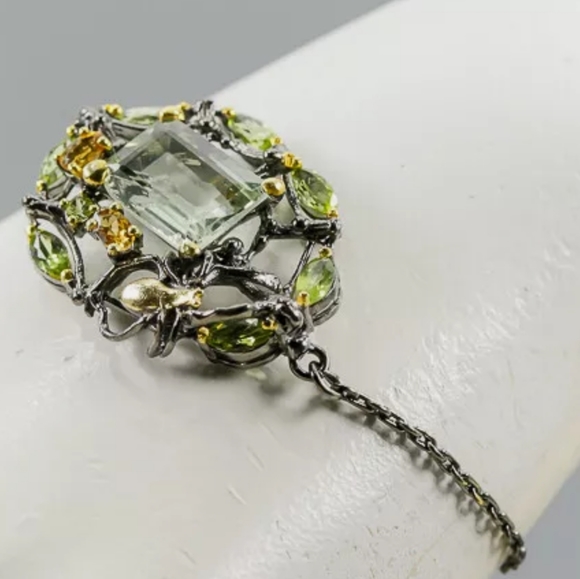 Green Amethyst Peridot & Citrine web bracelet - Picture 2 of 3